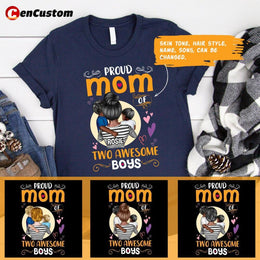 Mom Of Two Awesome Boys Personalized Shirt