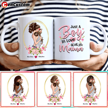 Just A Boy In Love With His Mama Personalized Mug