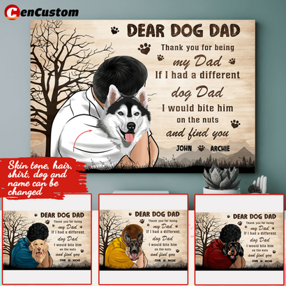 Dear Dog Dad Thank You For Being My Dad Personalized Canvas