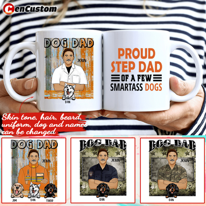 Proud Step Dad Of A Few Smartass Dogs Personalized Mug