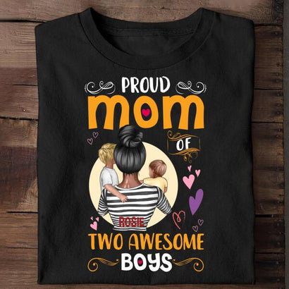 Mom Of Two Awesome Boys Personalized Shirt