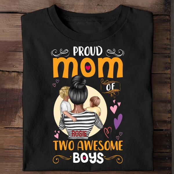 Mom Of Two Awesome Boys Personalized Shirt
