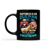 Happiness Is An Old Man With A Beer And A Dog Sitting Near Personalized Mug