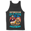 Happiness Is An Old Man With A Beer And A Dog Sitting Near Personalized Shirt