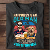 Happiness Is An Old Man With A Beer And A Dog Sitting Near Personalized Shirt