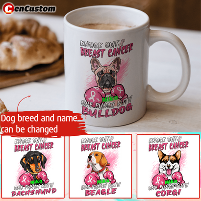 Knock Out Breast Cancer With One Punch Dog Personalized Mug