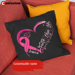 Faith Hope Love Breast Cancer Awareness Personalized Pillow