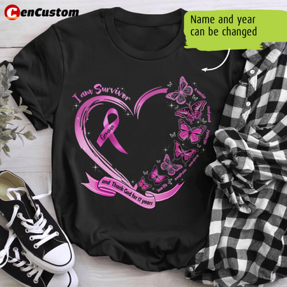 Im A Survivor and Thank God Breast Cancer Awareness Personalized Shirt