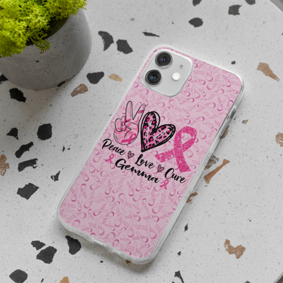 Peace Love Cure Breast Cancer Awareness Personalized iPhone 12/12 Pro Clear Case