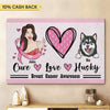 Cure, Love and Dog Breast Cancer Awareness Personalized Canvas