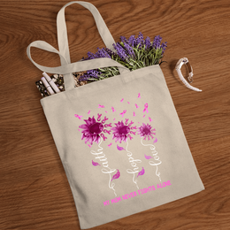 My Mom Never Fights Alone Breast Cancer Personalized Bag