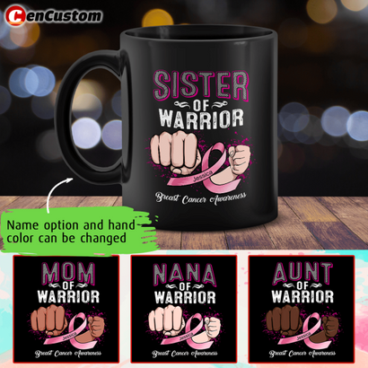 Mom Of Warrior Breast Cancer Awareness Personalized Mug