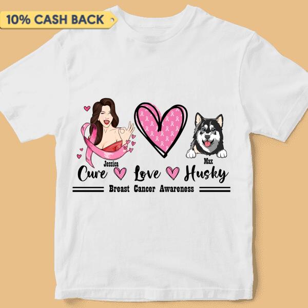 Cure Love and Dog Breast Cancer Awareness Personalized Shirt