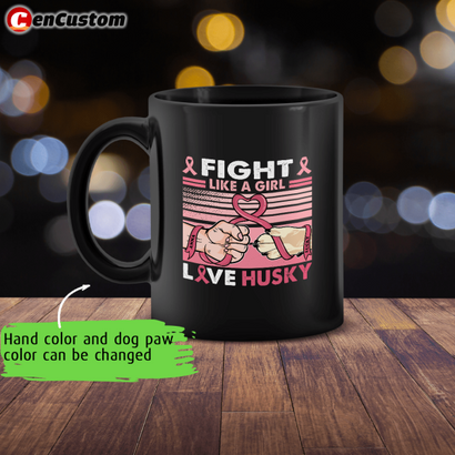 Fight Like A Girl Breast Cancer Awareness Personalized Mug