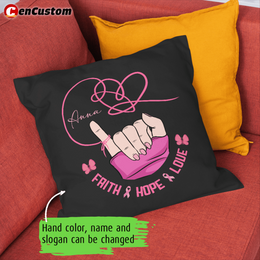 Hope Strength Love Breast Cancer Awareness Personalized Pillow