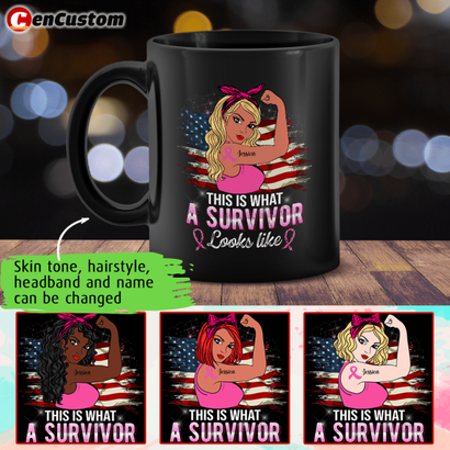 This Is What A Survivor Looks Like Breast Cancer Awareness Personalized Mug