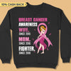 Wife Mom Fighter Breast Cancer Awareness Personalized Shirt