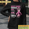 Wife Mom Fighter Breast Cancer Awareness Personalized Shirt