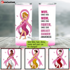 Wife Mom Fighter Breast Cancer Awareness Personalized Tumbler