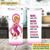 Wife Mom Fighter Breast Cancer Awareness Personalized Tumbler