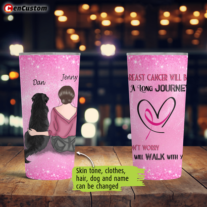 We Will Walk With You Breast Cancer Awareness Personalized Tumbler