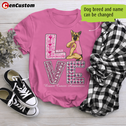 Dogs Show The Love Breast Cancer Awareness Personalized Shirt