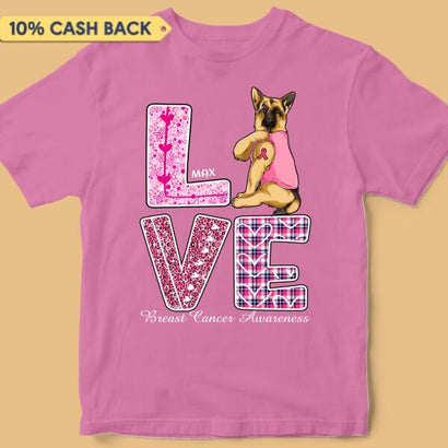 Dogs Show The Love Breast Cancer Awareness Personalized Shirt