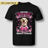 Never Underestimate A Dog Mom Breast Cancer Awareness Personalized Shirt