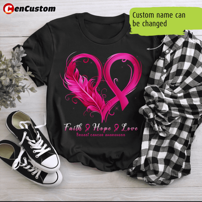 Faith Hope Love Breast Cancer Awareness Personalized Shirt