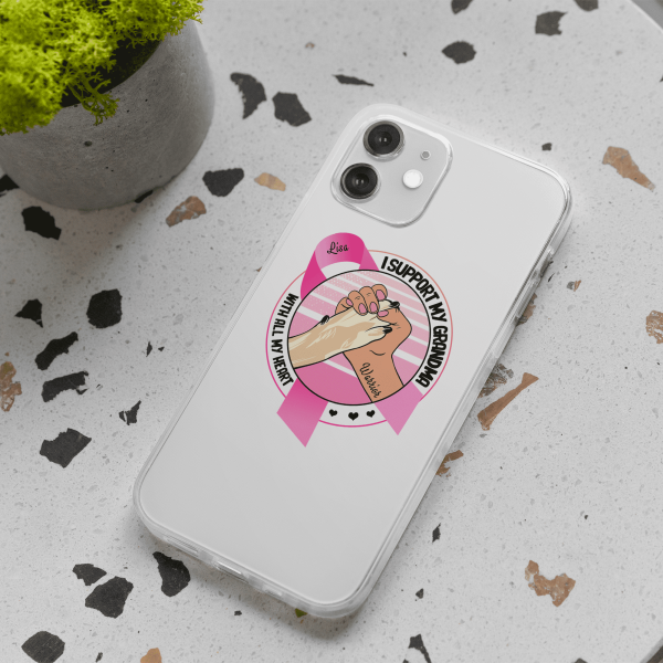 I Support With All My Heart Breast Cancer Awareness Personalized iPhone 12/12 Pro Clear Phone Case