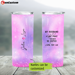 My Husband Is My Soulmate Breast Cancer Awareness Personalized Tumbler