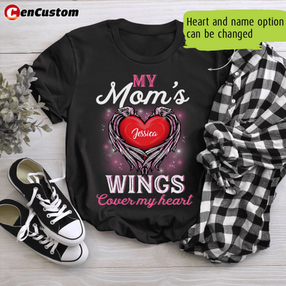 Your Wings Cover My Heart Breast Cancer Awareness Personalized Shirt