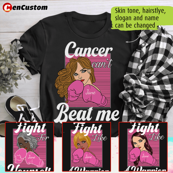 Cancer Can't Beat Me Breast Cancer Awareness Personalized Shirt