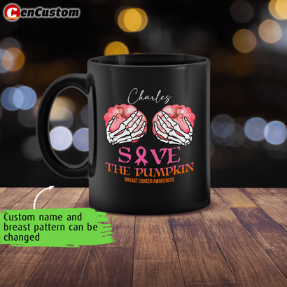 Save The Pumpkin Breast Cancer Awareness Halloween Personalized Mug