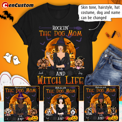 Rockin' The Dog Mom And Witch Life Halloween Personalized Shirt