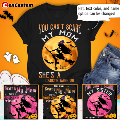 My Mom Is A Witch Cancer Warrior Breast Cancer Awareness Halloween Personalized Shirt