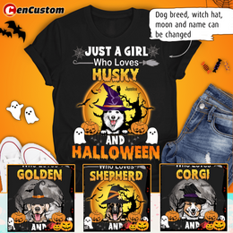 Just A Girl Who Loves Dog And Halloween Personalized Shirt